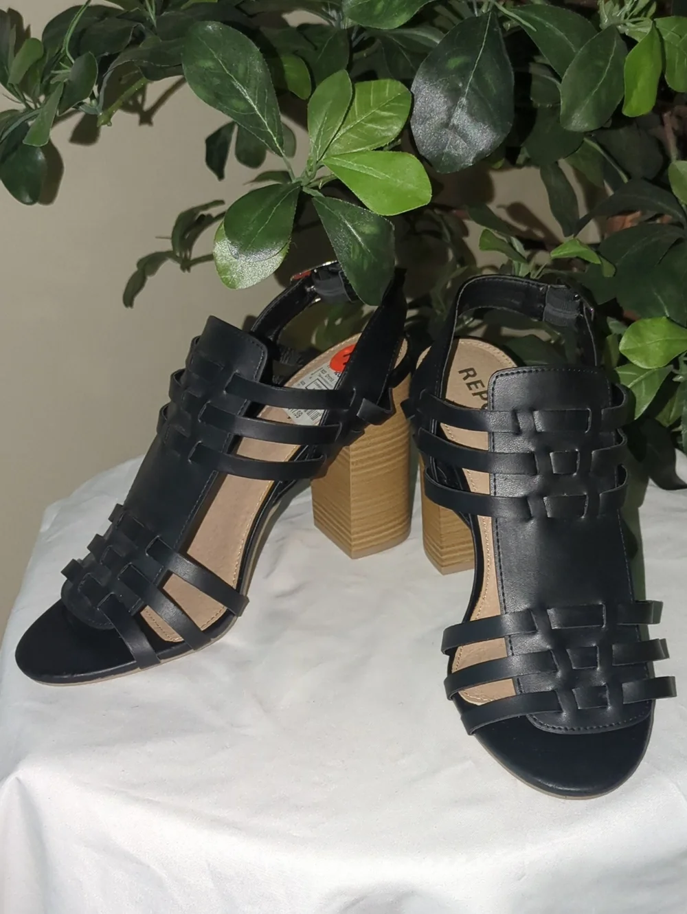 Report Black Strappy Heeled Sandals EUC